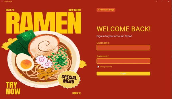 POS Ramenila Login Screen